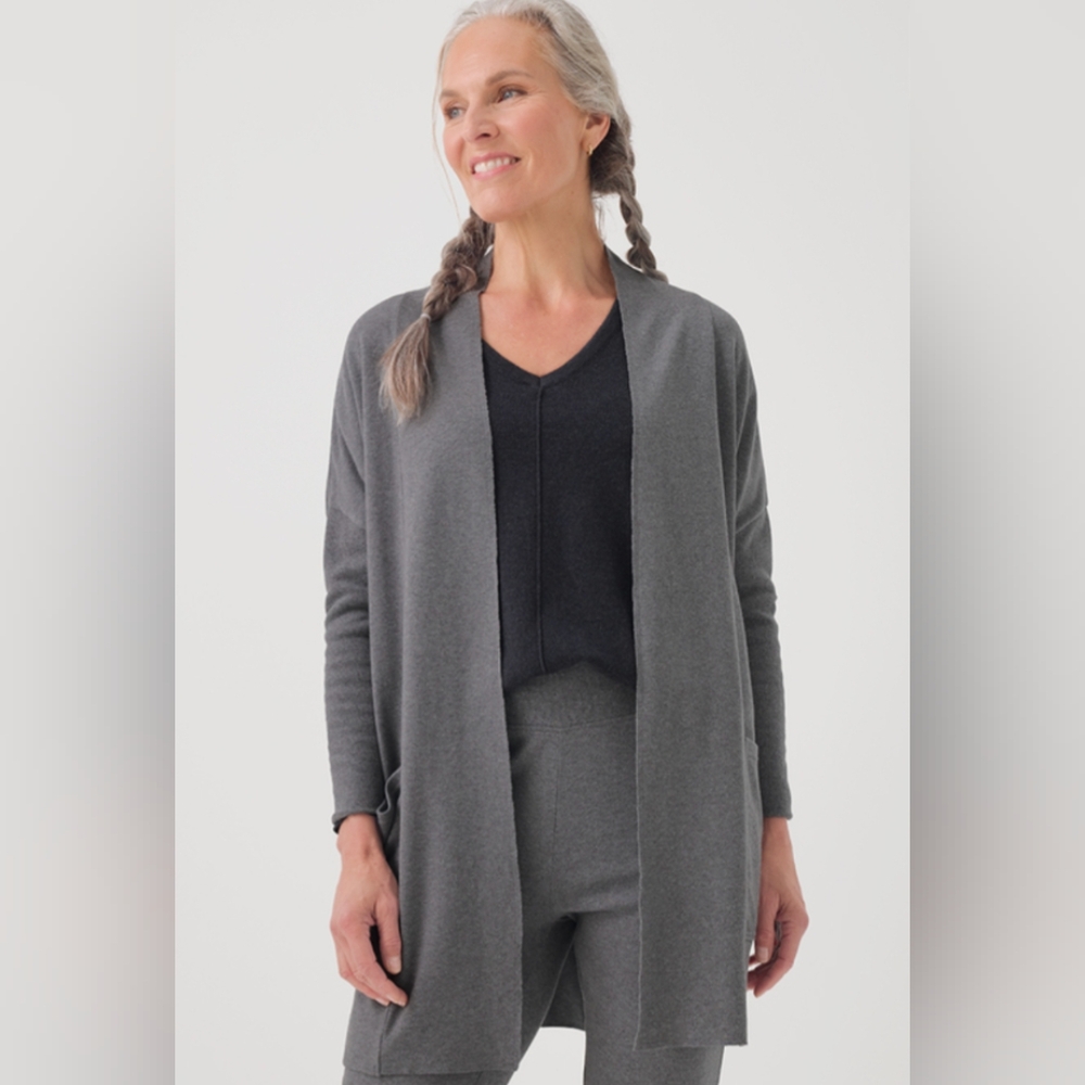 Pact Airplane Cotton Cardigan Medium Heather Grey XS/S